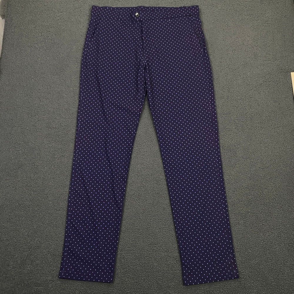 Greyson Golf Pants Mens 34x32 Purple Wolf Logo All Over Print Performance Chino